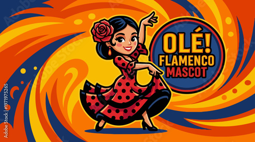 Flamenco dancer mascot character.