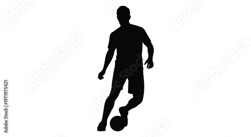 A black silhouette of a man kicking a ball dynamic pose silhouette