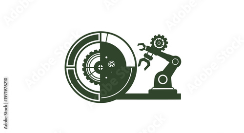Robotic Arm Interacting with Gear and Cogwheel Assembly.