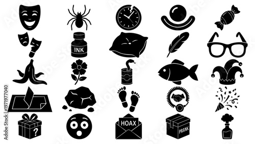 Playful April Fools Day Design Elements for Web and Print Flat Vector Illustration on Transparent Background