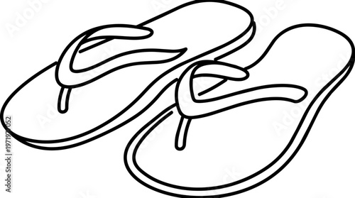 Black line drawing flip flops.