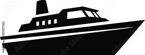 Silhouette of a modern cruise ship on white background, vector art