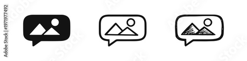 Photos Image Message or Photo Share in Chat Bubble Icon Set