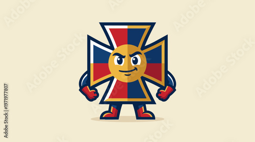 Cross Symbol Cartoon Character.
