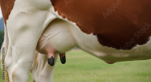 Wallpaper Mural Close Up of a Brown and White Dairy Cow Udder, Symbol of Fresh Milk Production Torontodigital.ca