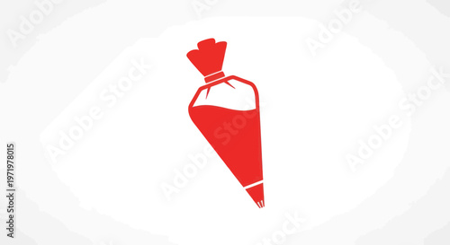 Red Icing Bag with Cream Filling, Baking Tool Icon