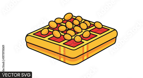 Vector Illustration of a Waffle with Baked Beans