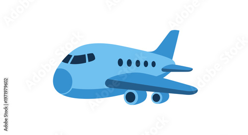 Light Blue Airplane Clean Vector Illustration, Isolated Flat Design on White Background for Modern Air Travel, Global Transportation, and Logistics Concept for Web and Print.