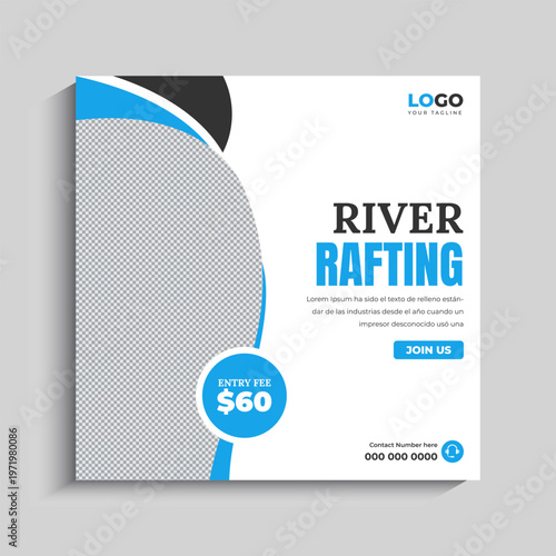 Rafting Social Media Instagram Post Banner Template