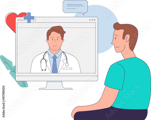 Patient engaging in a virtual medical consultation with a doctor online, highlighting modern telehealth services and remote healthcare delivery