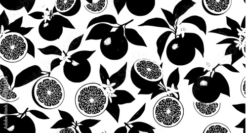 Seamless Orange Fruit Pattern Vector Illustration
