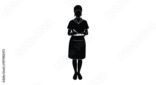 Female healthcare worker taking notes a striking black silhouette high quality