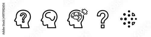 Mental health and cognitive process outline icons set