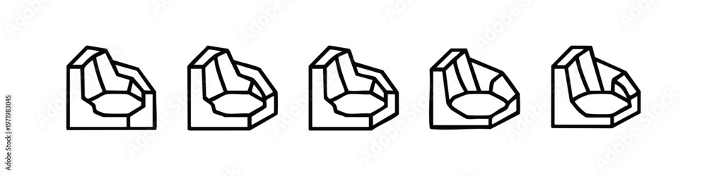 Obraz premium Clean outline abstract geometric shapes collection. Vector rock or crystal formation icons set.