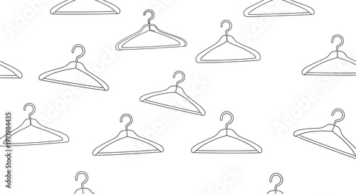 Minimalist Hand Drawn Clothes Hangers Seamless Pattern Vector Illustration with Sketch Style Line Art for Fashion Industry Background, Textile Design, and Retail Branding