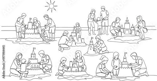 people sitting on ground, group of adults and children outdoors
