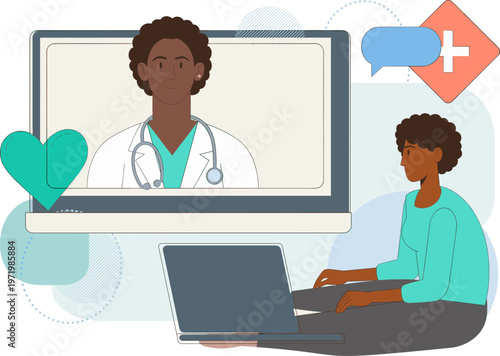 Virtual Healthcare Consultation with a Doctor Online via Video Call for Remote Medical Assistance