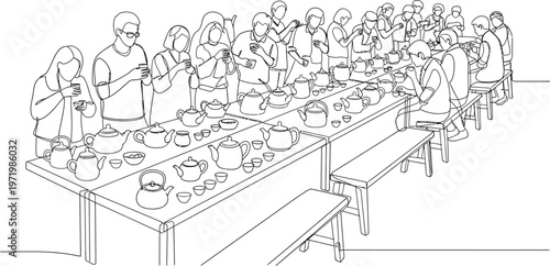 people sitting around a long table