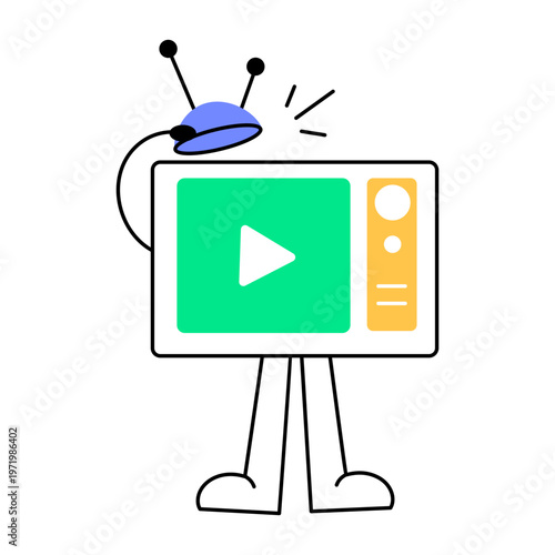 A flat style icon showing tv commercial