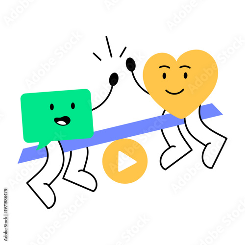 A flat style icon showing social interaction