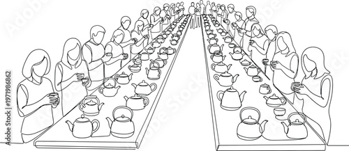 split crowd illustration, opposing groups