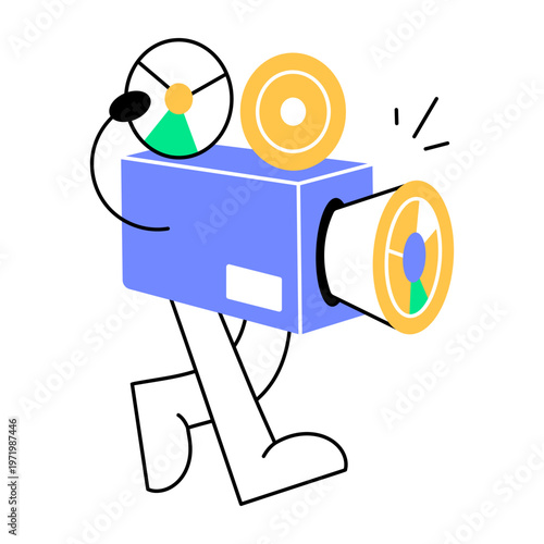 A flat style icon showing filming