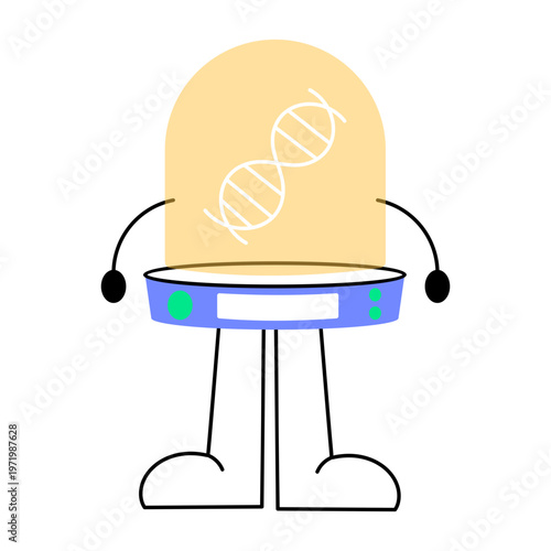 A flat style icon showing dna research