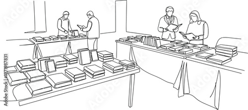 workers on assembly line in factory