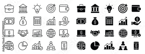 Business and Finance Icons Collection for Economy and Investment Concepts
