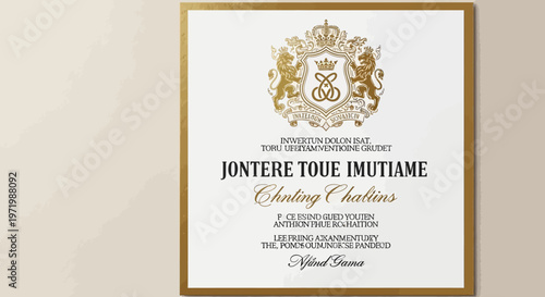 Elegant Wine Label Design with Crest and Gold Accents