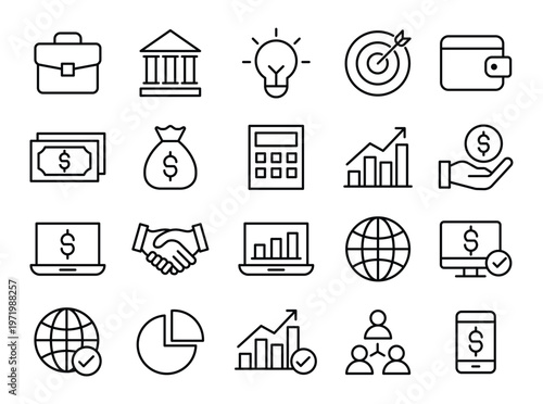 Business Finance Icons Collection for Professional Use and Presentation