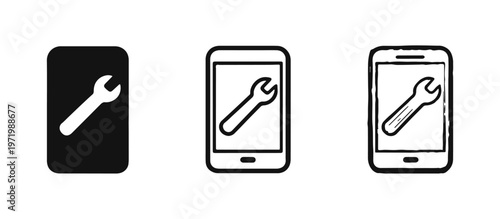 Smartphone Repair Service Icon with Wrench for Mobile Maintenance and Support