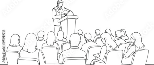 businessman giving presentation to audience