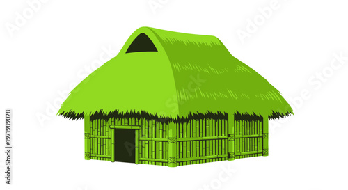 Traditional Bamboo Hut with Thatch Roof, Tropical Dwelling, Eco-Friendly Architecture
