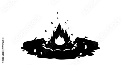 Cozy bonfire in forest clearing vector illustration for camping and outdoor nature scenes