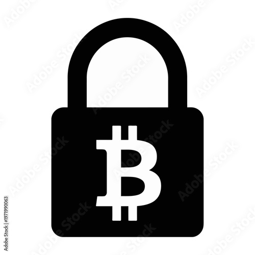 Secure vector padlock with bitcoin symbol icon for cryptocurrency safety