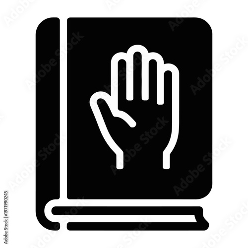Vector of a hand placed on a book symbolizing oath or pledge