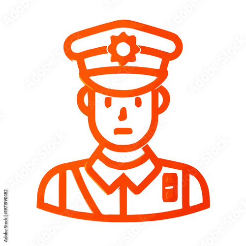 Vector of a police officer wearing a uniform and a hat with an emblem