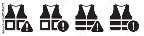 Safety vest jacket warning icon illustration