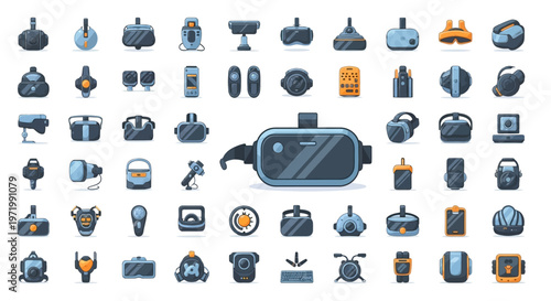 Pixel Art VR Headsets and Gadgets Collection: Virtual Reality Technology Icons