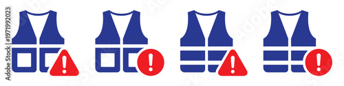 Safety vest jacket warning icon illustration