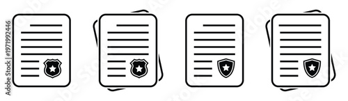 Police document file text icon, vector illustration