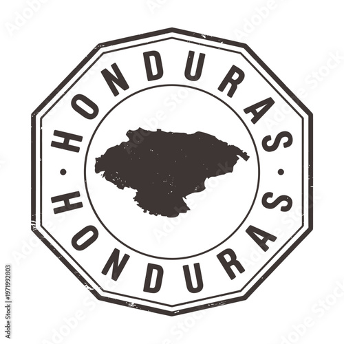 Stamp depicting honduras with a silhouette of the country s landmass