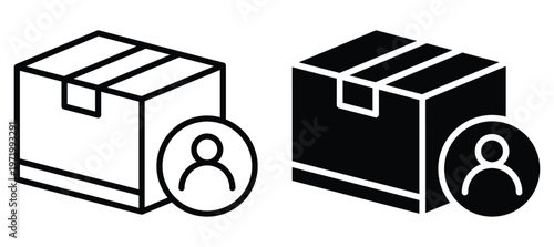 Simple Box Icon with User Symbol for Delivery and Shipping Concepts