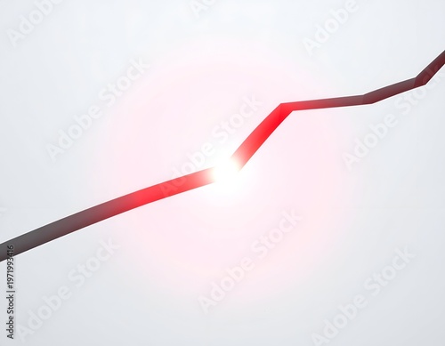 A broken cable with a red glow illuminating the break on white