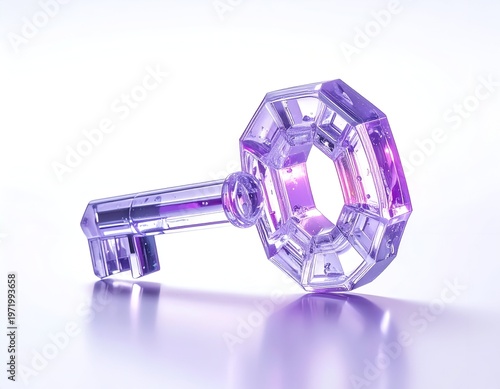 Gleaming, crystalline key with geometric facets