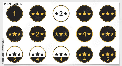 Star Rating Icons Set: 1 to 5 Stars, Premium Quality, Vector Icons