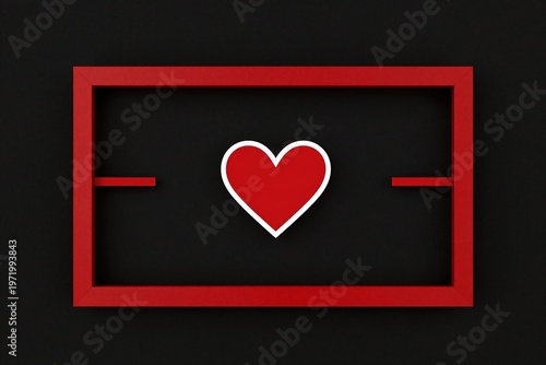 a red heart in the middle of a black background