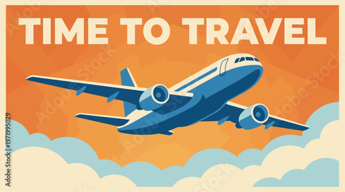 Retro Airplane Travel Poster