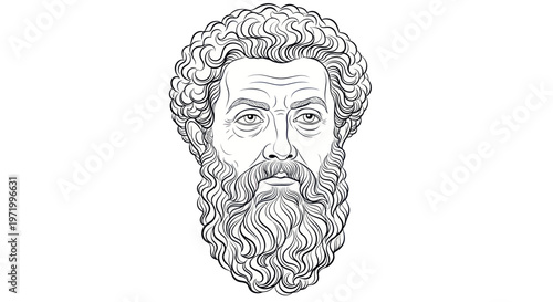 Ancient Greek Philosopher Bust Drawing - Stoic Thinker Portrait